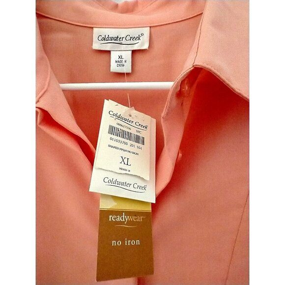 SOLD_SOLD_SOLD!!  Coldwater Creek Blouse Peplum No Iron Peach Cotton Blend - XL - Picture 2 of 9